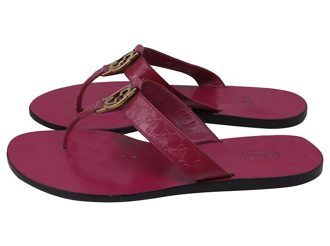 Infradito Gucci Interlocking G Guccissima in pelle rosa - vista 4