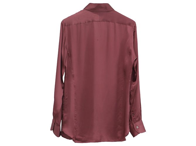 Camicia abbottonata Tom Ford in seta bordeaux Bordò - vista 3