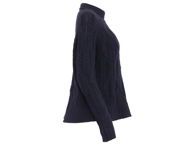 Nili Lotan Rollkragenpullover mit Zopfstrick aus Kaschmir in Navy Blue Blau Marineblau - Ansicht 3