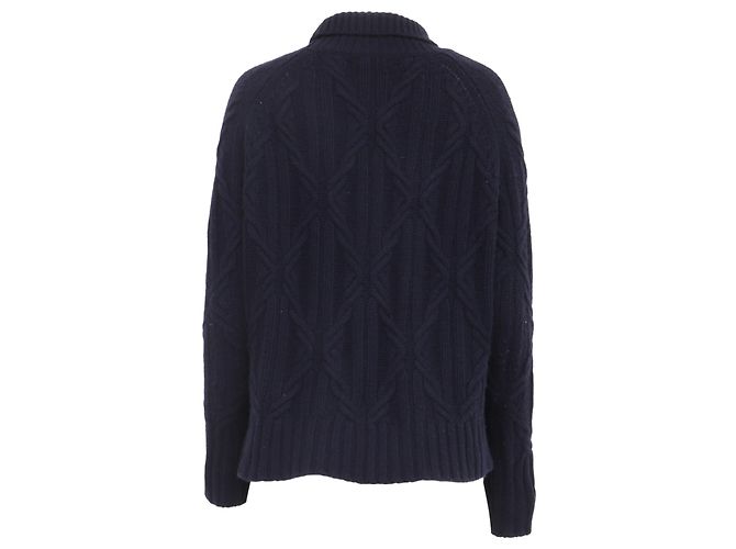 Nili Lotan Rollkragenpullover mit Zopfstrick aus Kaschmir in Navy Blue Blau Marineblau - Ansicht 4