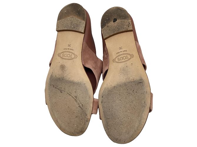 Sandali slip-on a punta aperta Tod's in camoscio Rose Marrone Rosa - vista 10
