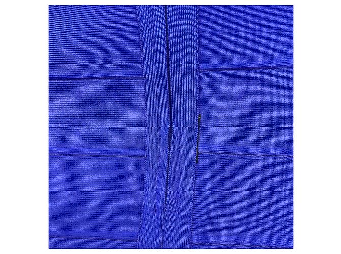 Mini abito con spalline Herve Leger in rayon blu - vista 12