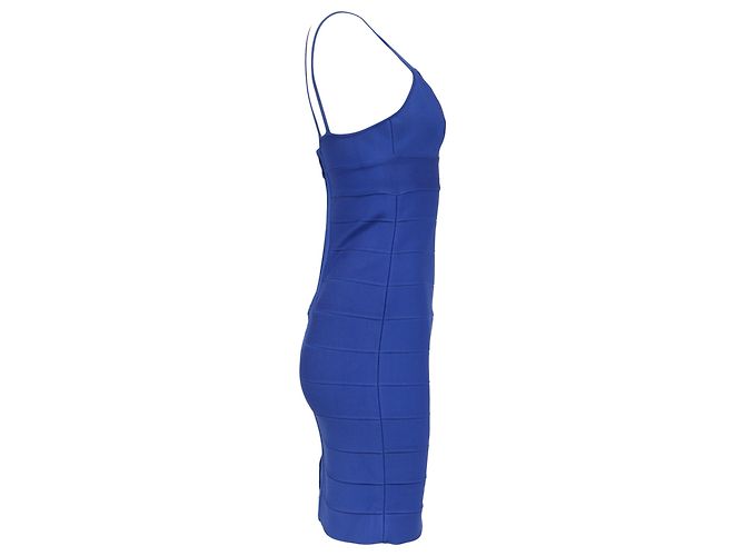 Mini abito con spalline Herve Leger in rayon blu - vista 3