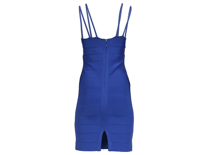 Mini abito con spalline Herve Leger in rayon blu - vista 4