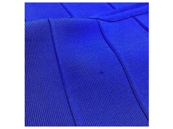 Mini abito con spalline Herve Leger in rayon blu - vista 7