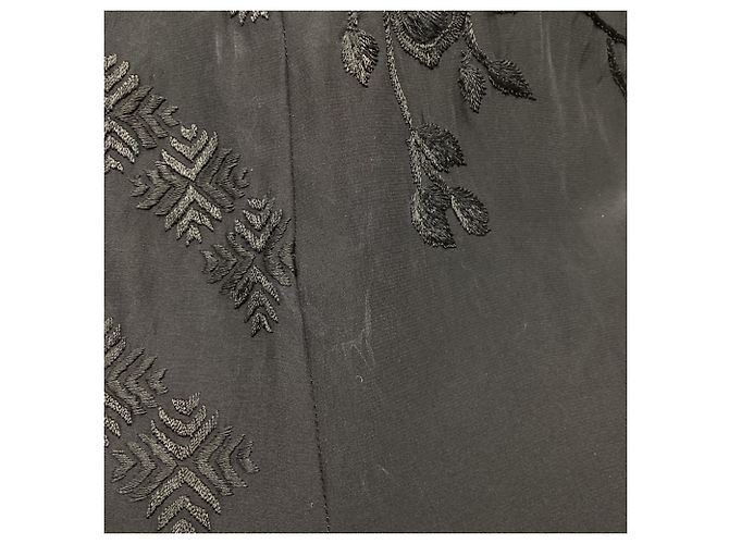 Calções bordados de cintura alta Dries Van Noten em seda preta Preto - vista 5