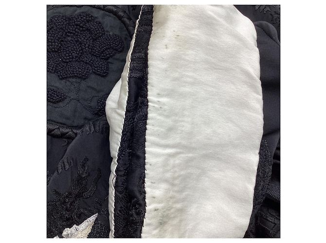 Calções bordados de cintura alta Dries Van Noten em seda preta Preto - vista 6