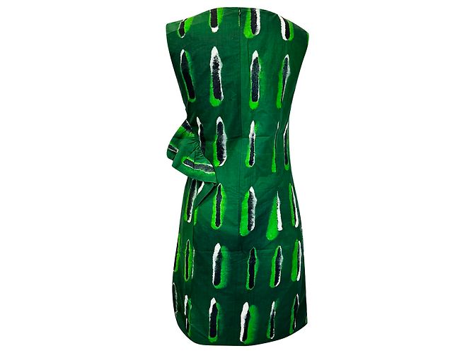 Vestido corto Dries Van Noten x Len Lye con estampado abstracto y fruncidos en algodón verde - vista 3
