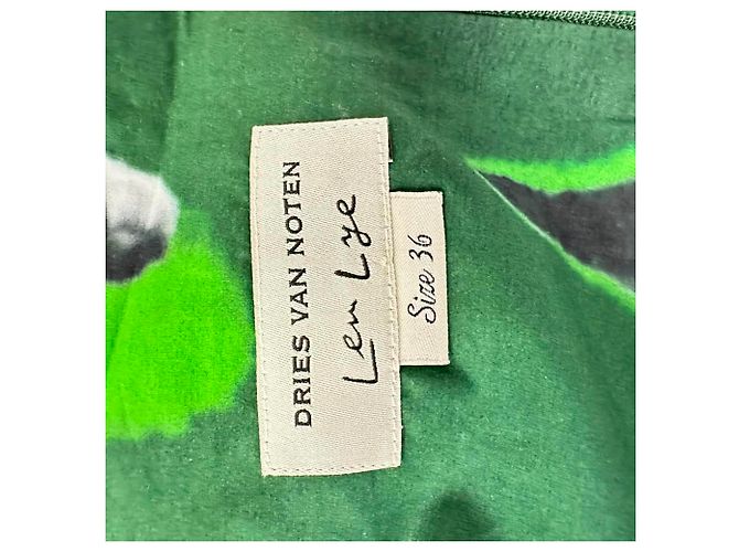 Vestido corto Dries Van Noten x Len Lye con estampado abstracto y fruncidos en algodón verde - vista 5