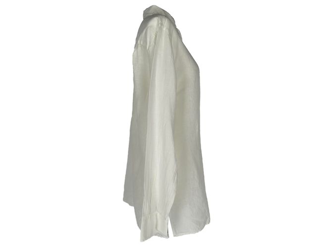 Camisa de botones Loro Piana en lino blanco - vista 2