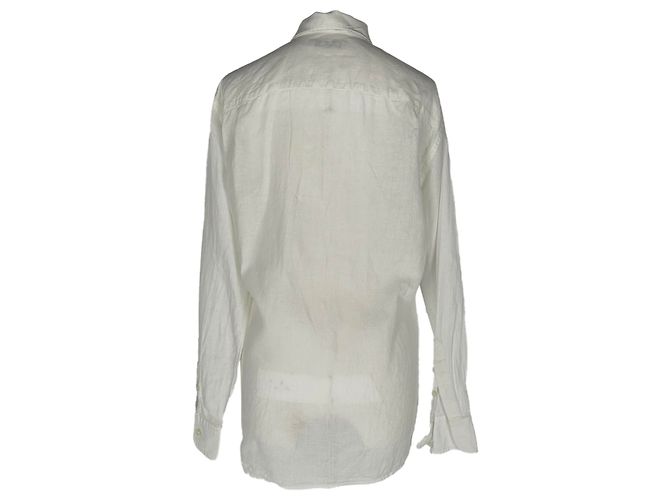 Camisa de botones Loro Piana en lino blanco - vista 3