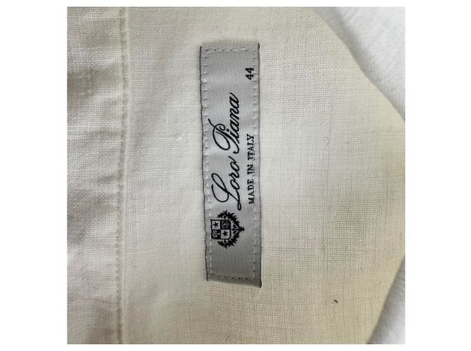 Camisa de botones Loro Piana en lino blanco - vista 4