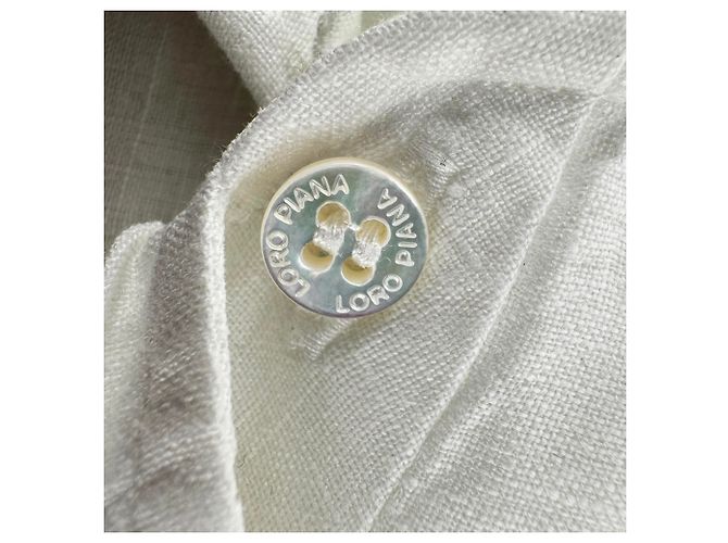 Camisa de botones Loro Piana en lino blanco - vista 6