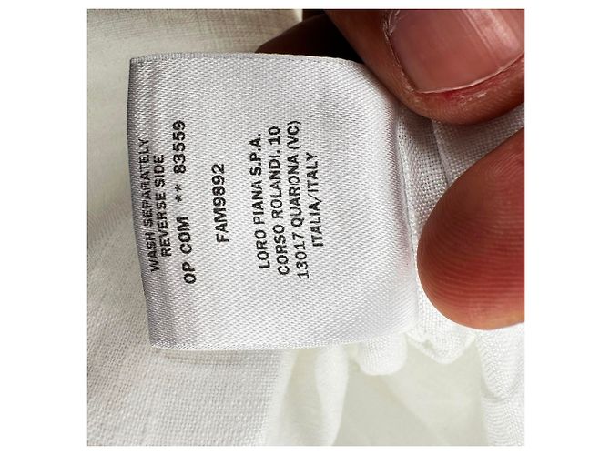 Camisa de botones Loro Piana en lino blanco - vista 7