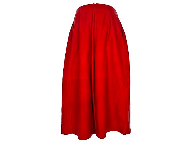 Falda Maxi Jil Sander de cuero rojo Roja - vista 3