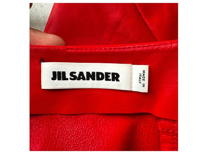 Falda Maxi Jil Sander de cuero rojo Roja - vista 7