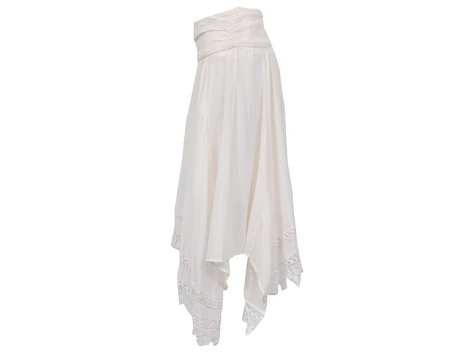 Isabel Marant Etoile Falda midi Isabel Marant Étoile de algodón blanco con ribete de encaje bordado Crudo - vista 2