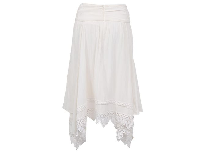 Isabel Marant Etoile Falda midi Isabel Marant Étoile de algodón blanco con ribete de encaje bordado Crudo - vista 3