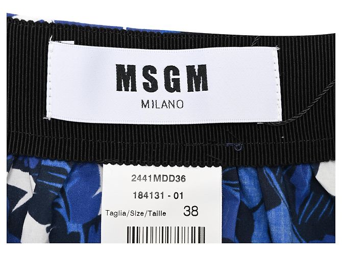 MSGM Midi-Stufenrock mit Blattprint aus blauer Baumwolle - Ansicht 4