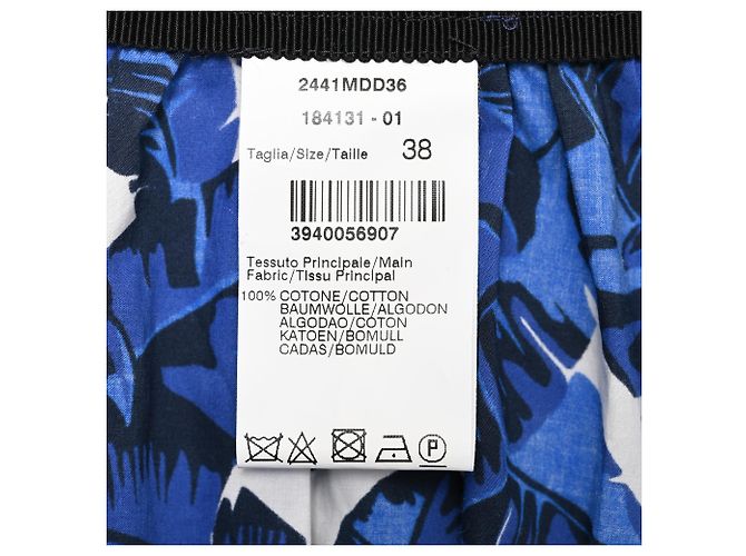 MSGM Midi-Stufenrock mit Blattprint aus blauer Baumwolle - Ansicht 5