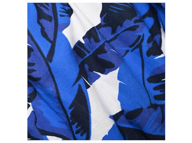 MSGM Midi-Stufenrock mit Blattprint aus blauer Baumwolle - Ansicht 9