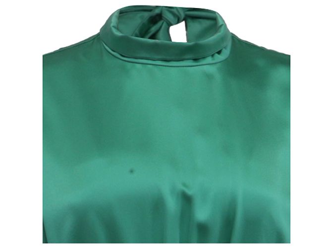 Autre Marque Mini abito Saloni in seta verde - vista 2