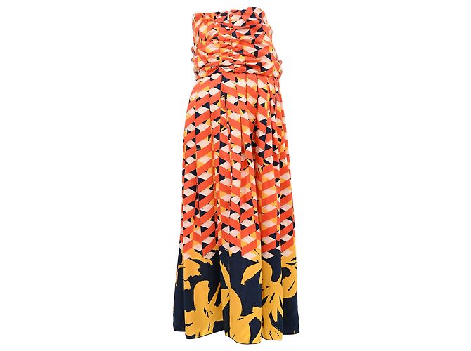 Gonna midi plissettata stampata Dries Van Noten in seta multicolore - vista 2