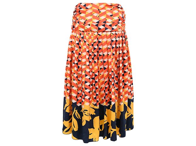 Gonna midi plissettata stampata Dries Van Noten in seta multicolore - vista 3