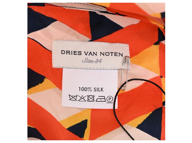 Gonna midi plissettata stampata Dries Van Noten in seta multicolore - vista 4