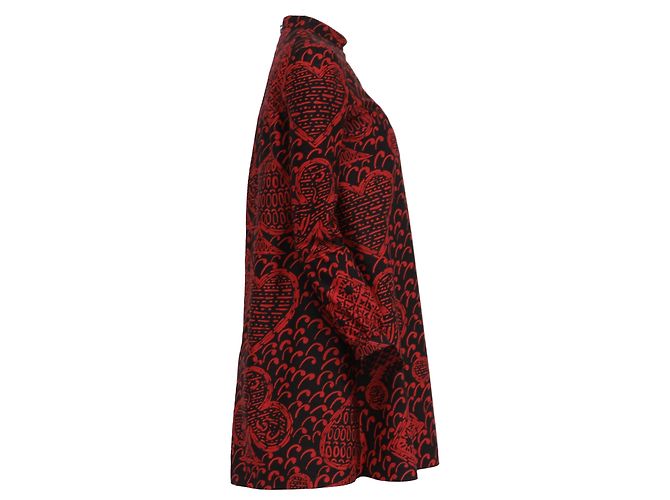 Mini vestido de manga larga con estampado gráfico Dior en algodón rojo Roja - vista 3