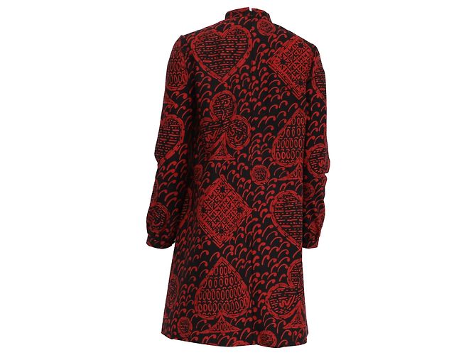 Mini vestido de manga larga con estampado gráfico Dior en algodón rojo Roja - vista 4