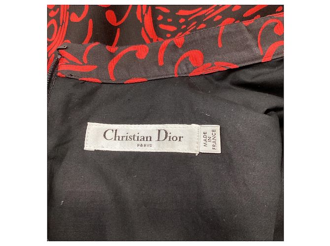 Mini vestido de manga larga con estampado gráfico Dior en algodón rojo Roja - vista 7