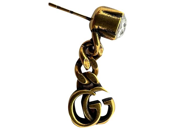 Orecchini a goccia Gucci GG con cristalli in ottone dorato D'oro - vista 4
