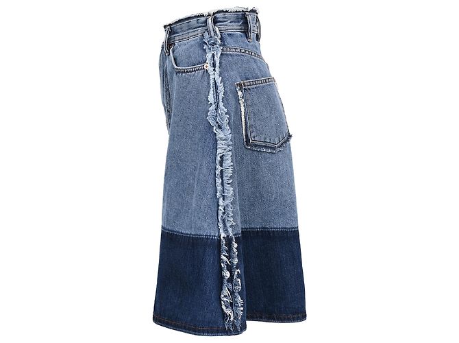 Gonna midi bicolore Halona di Acne Studios in denim di cotone blu - vista 2