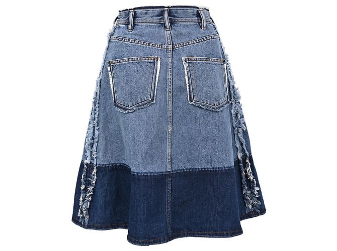 Gonna midi bicolore Halona di Acne Studios in denim di cotone blu - vista 3