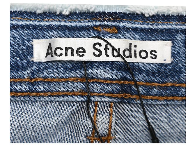 Gonna midi bicolore Halona di Acne Studios in denim di cotone blu - vista 4