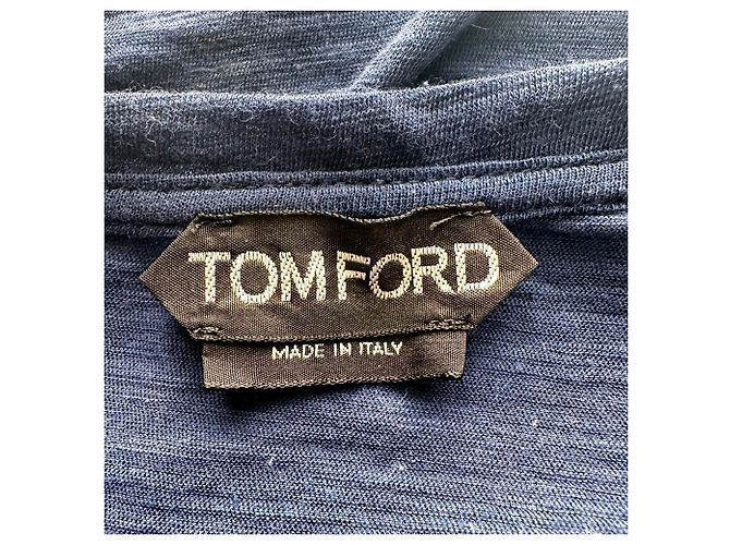 Camiseta de cuello barco Tom Ford en algodón azul - vista 4