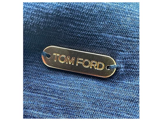 Camiseta de cuello barco Tom Ford en algodón azul - vista 5