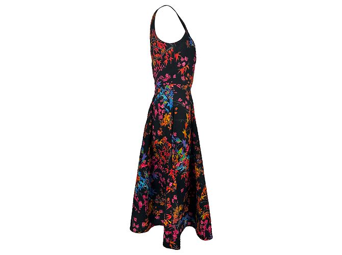 Autre Marque Saloni V-Ausschnitt Midi-Kleid mit Blumenprint aus multicoloured Polyester Mehrfarben - Ansicht 2