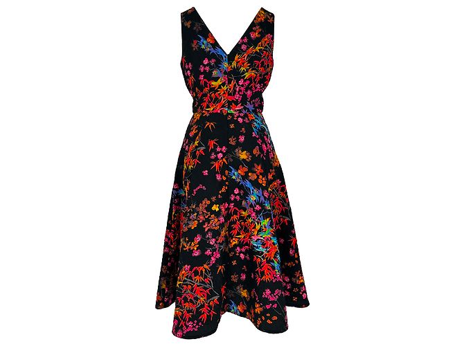 Autre Marque Saloni V-Ausschnitt Midi-Kleid mit Blumenprint aus multicoloured Polyester Mehrfarben - Ansicht 4