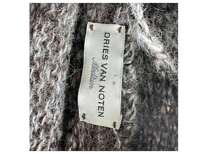 Cardigán largo Dries Van Noten en lana de alpaca gris - vista 5