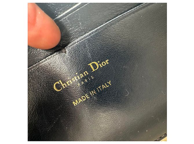 Borsa Dior Saddle Pouch Wallet on Chain in canvas blu navy - vista 12