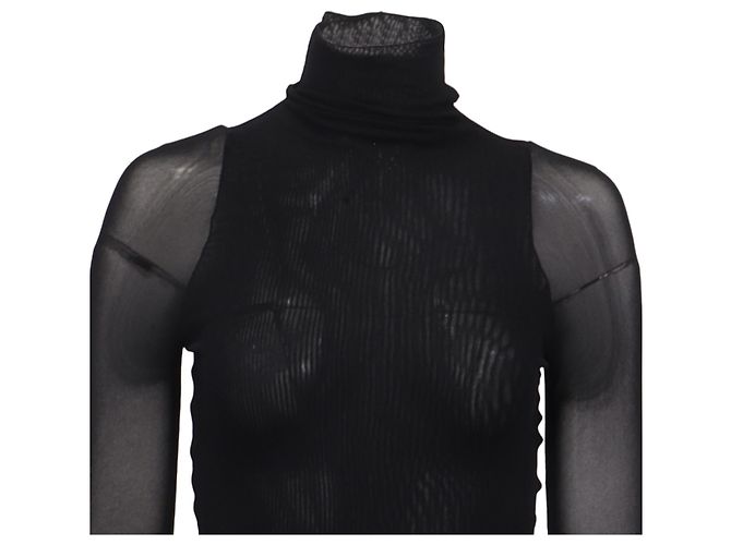 Top in mesh trasparente Max Mara Leisure Veles in poliammide nero - vista 2