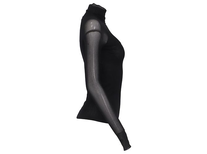 Top in mesh trasparente Max Mara Leisure Veles in poliammide nero - vista 3