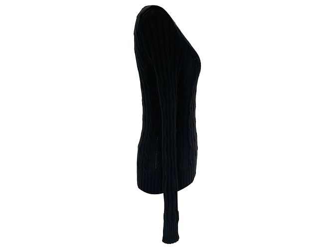 Polo Ralph Lauren Cable-Knit Pullover aus schwarzer Baumwolle - Ansicht 2