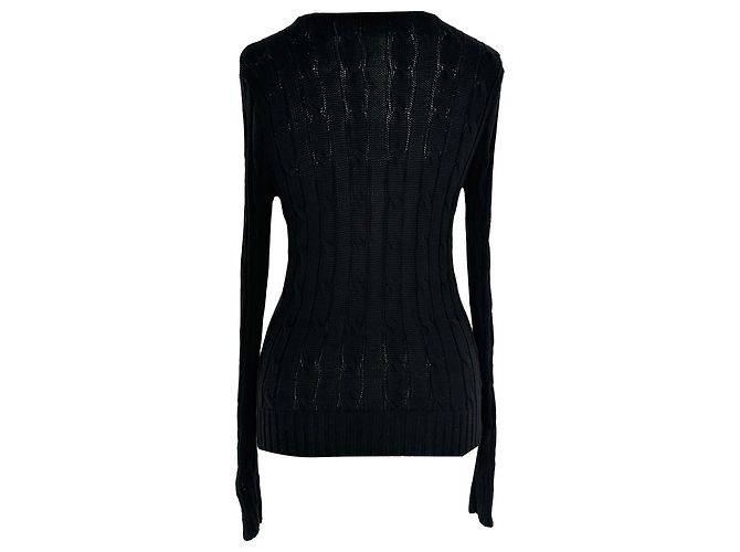 Polo Ralph Lauren Cable-Knit Pullover aus schwarzer Baumwolle - Ansicht 3