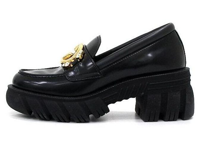 Gucci Mocassini da donna con cristalli intrecciati e suola rug nera Nero - vista 4