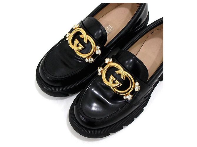 Gucci Mocassini da donna con cristalli intrecciati e suola rug nera Nero - vista 5