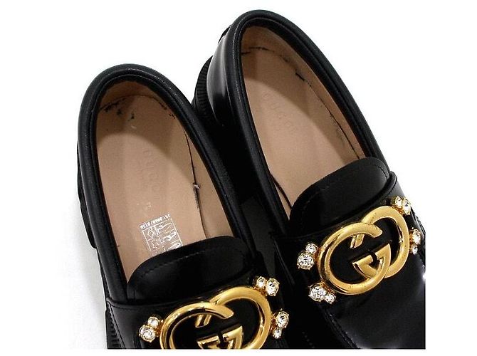 Gucci Mocassini da donna con cristalli intrecciati e suola rug nera Nero - vista 7