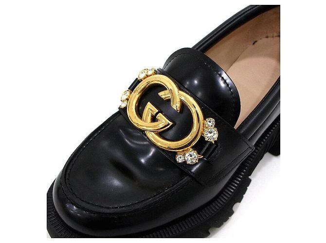 Gucci Mocassini da donna con cristalli intrecciati e suola rug nera Nero - vista 8